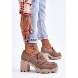 Lemar Zapatos Plataforma Y Tacón Grueso De Ante Arabell Beige Oscuro 4