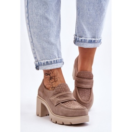 Lemar Zapatos Plataforma Y Tacón Grueso De Ante Arabell Beige Oscuro 5