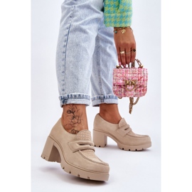 Lemar Zapatos Plataforma Y Tacón Grueso De Ante Arabell Beige Claro 3