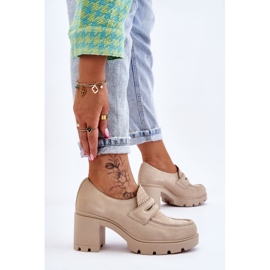 Lemar Zapatos Plataforma Y Tacón Grueso De Ante Arabell Beige Claro 4