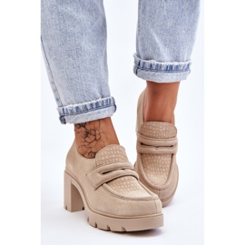 Lemar Zapatos Plataforma Y Tacón Grueso De Ante Arabell Beige Claro 5
