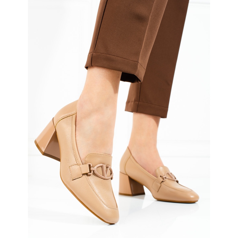 Zapatos de salón de mujer Vinceza beige con tacón alto 1