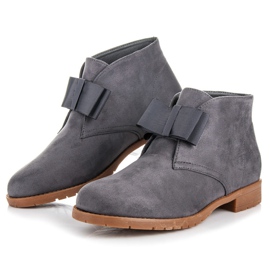 Ideal Shoes Botas planas con lazo gris 2