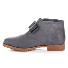 Ideal Shoes Botas planas con lazo gris 1