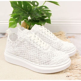 Zapatos de mujer con cordones en la plataforma blanca Artiker 50C1115 blanco 4