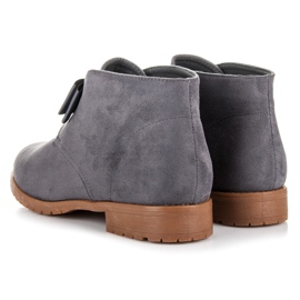 Ideal Shoes Botas planas con lazo gris 3
