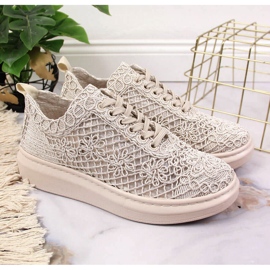 Zapatos de mujer con cordones en la plataforma beige Artiker 50C1117 3