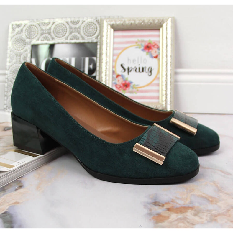 Zapatos de salón de mujer en gamuza verde Jezzi RMR2130A-9 2 Zapatos de salón de mujer en gamuza verde Jezzi RMR2130A-9 2