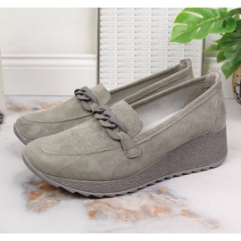 Mocasín cuña Filippo DP3632 piel gris con cadena 3