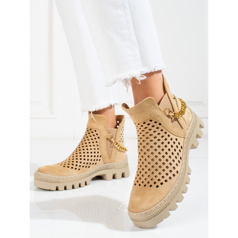 Botas mujer caladas Potocki Beige 1 Botas mujer caladas Potocki Beige 1