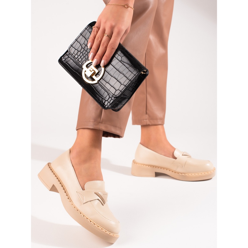 W. Potocki Mocasines de mujer beige en la plataforma. 1