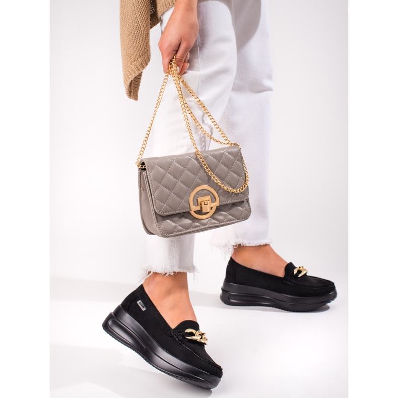 Mocasines mujer cuña Shelovet con cadena negro 2 Mocasines mujer cuña Shelovet con cadena negro 2