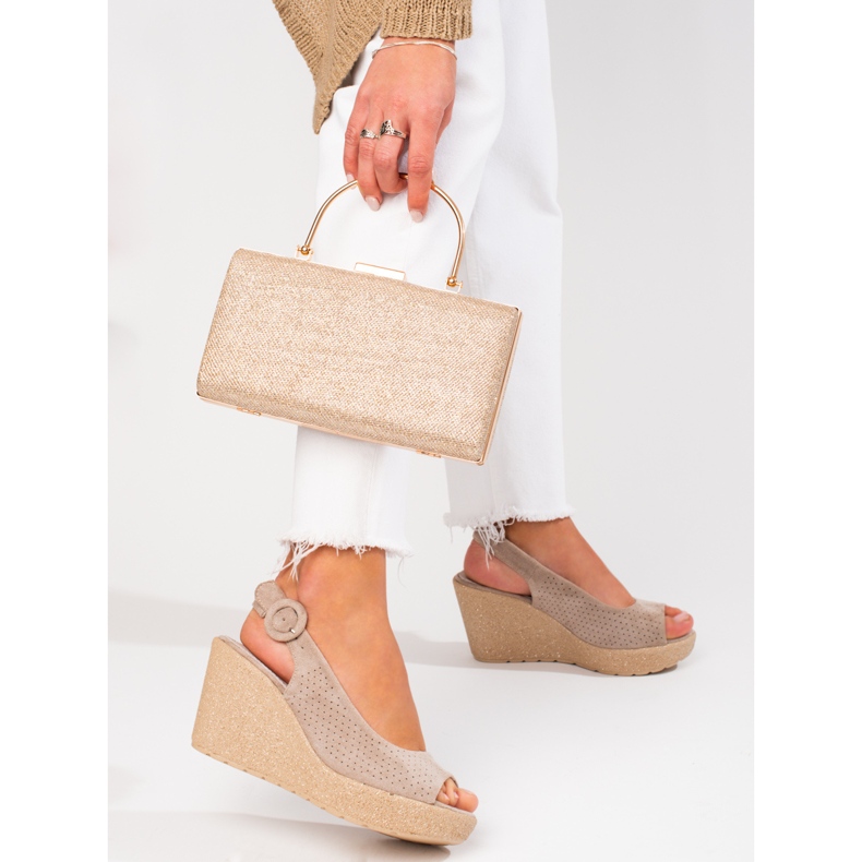 Sandalias cuña mujer Shelovet beige 1