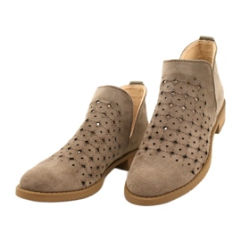 DASZYŃSKI Botines Calados De Ante Con Corte Carine beige marrón 3
