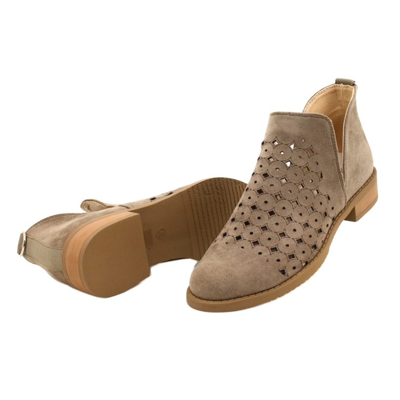 DASZYŃSKI Botines Calados De Ante Con Corte Carine beige marrón 5