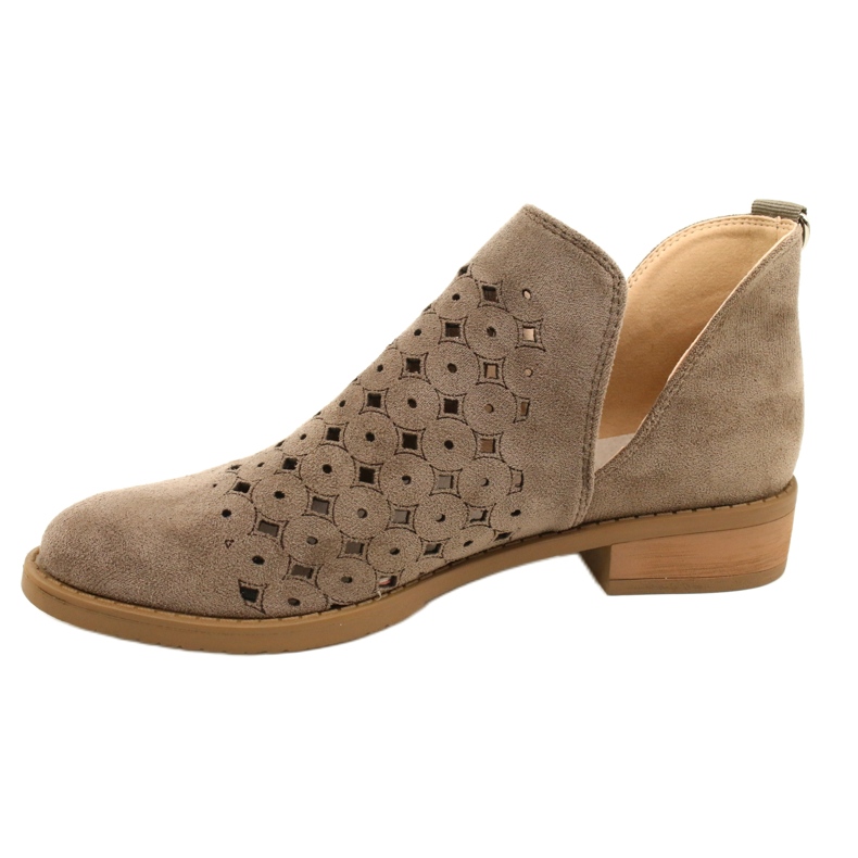 DASZYŃSKI Botines Calados De Ante Con Corte Carine beige marrón 2