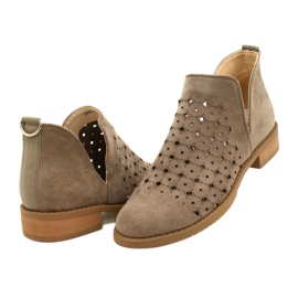 DASZYŃSKI Botines Calados De Ante Con Corte Carine beige marrón 4