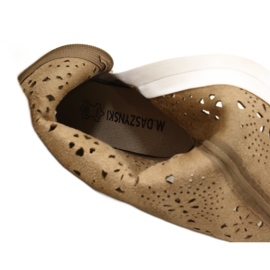 M.Daszyński Botas de beige de gamuza para mujeres abiertas 6