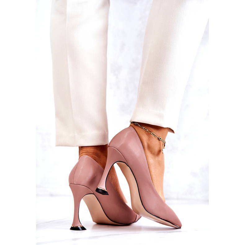 S.Barski Zapatos de tacón Tamira de cuero de moda rosa 4