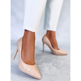 BM Raquel Nude salón acolchado tacón alto beige 5