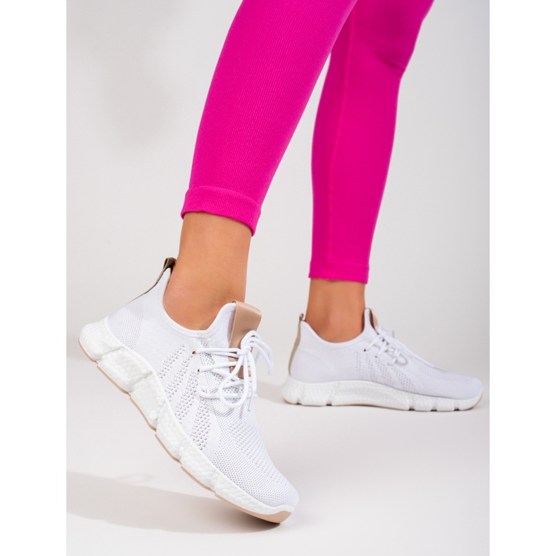 Zapatillas Shelovet blancas con inserto beige. blanco 1 Zapatillas Shelovet blancas con inserto beige. blanco 1