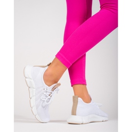 Zapatillas Shelovet blancas con inserto beige. blanco 2 Zapatillas Shelovet blancas con inserto beige. blanco 2