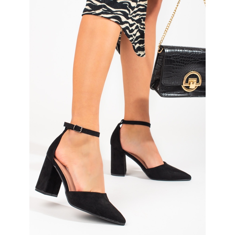 Zapatos de salón de mujer Shelovet en ante negro 1