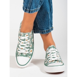 Deportivas mujer Shelovet verde con flores 3