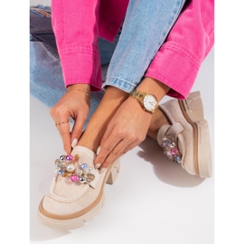 Seastar Mocasines mujer Shelovet ante con cristales beige 3