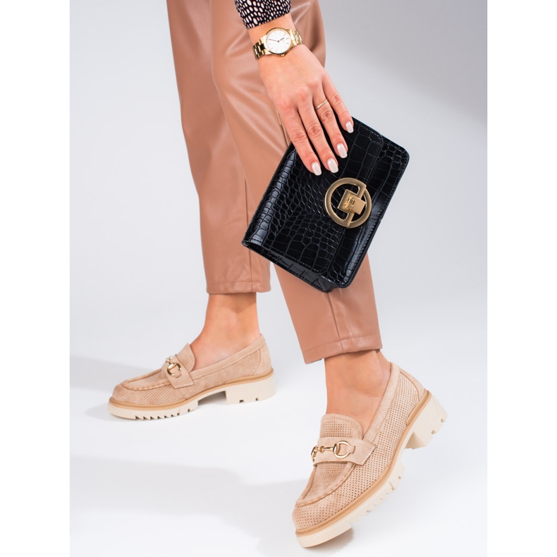 Seastar Mocasines de mujer calados en la plataforma beige Shelovet 1