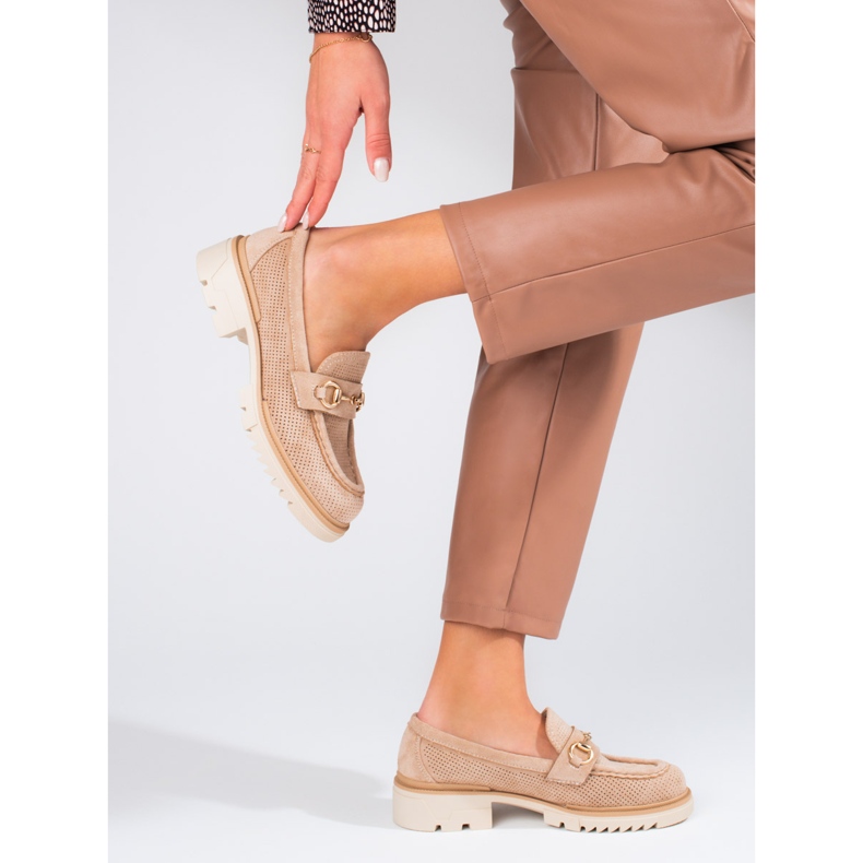 Seastar Mocasines de mujer calados en la plataforma beige Shelovet 2