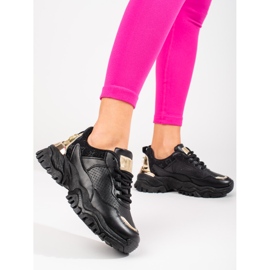 Deportivas Shelovet de mujer en color negro con suela gruesa 2