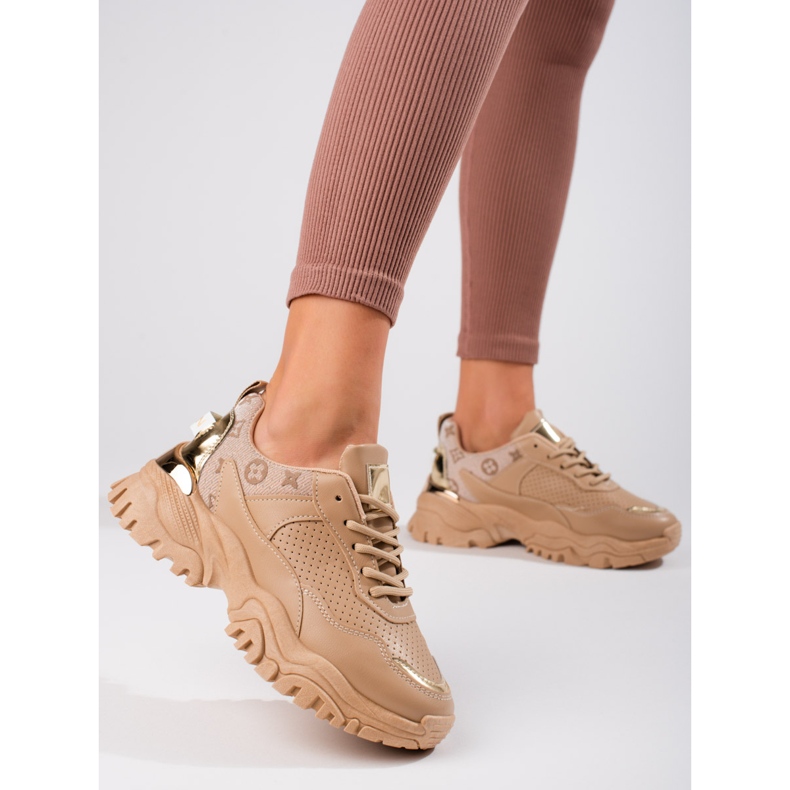 Deportivas Shelovet beige para mujer con suela gruesa 1