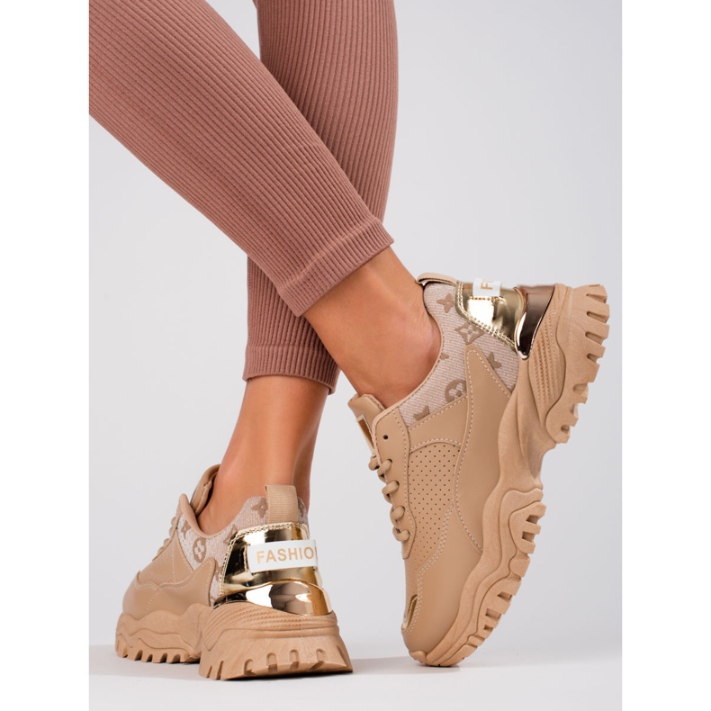 Deportivas Shelovet beige para mujer con suela gruesa 2