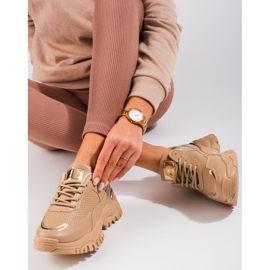 Deportivas Shelovet beige para mujer con suela gruesa 3