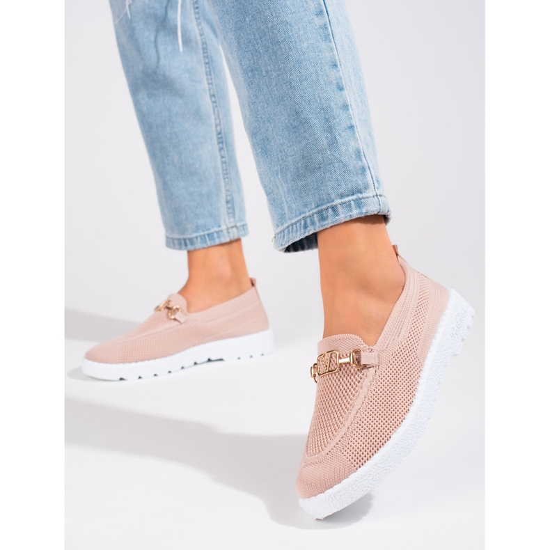 Mocasines de mujer textil polvo Shelovet rosa 1