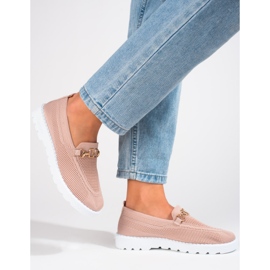 Mocasines de mujer textil polvo Shelovet rosa 2