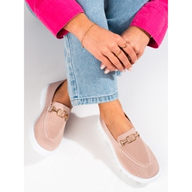 Mocasines de mujer textil polvo Shelovet rosado 3