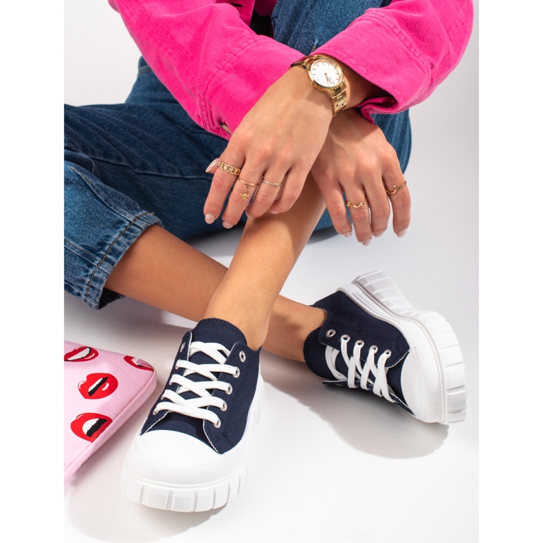 Deportivas de mujer Shelovet azul marino con plataforma 1