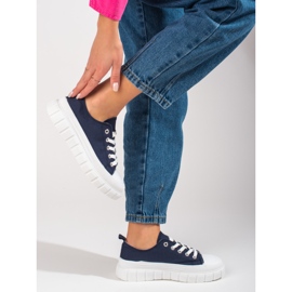 Deportivas de mujer Shelovet azul marino con plataforma 2