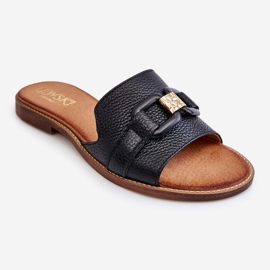 Lewski Shoes Pantuflas de Mujer en Piel Leewski Shoes 3270 Black negro dorado 9