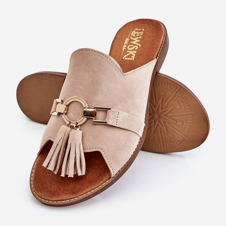 Lewski Shoes Pantuflas Mujer Ante Leewski Shoes 3226 Beige 1