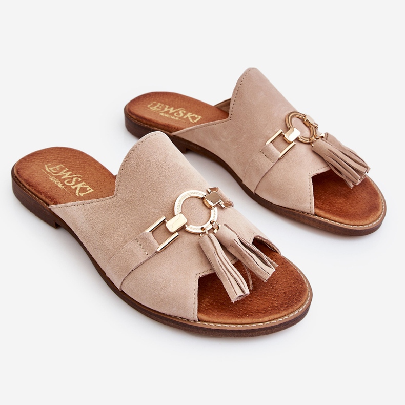 Lewski Shoes Pantuflas Mujer Ante Leewski Shoes 3226 Beige 2