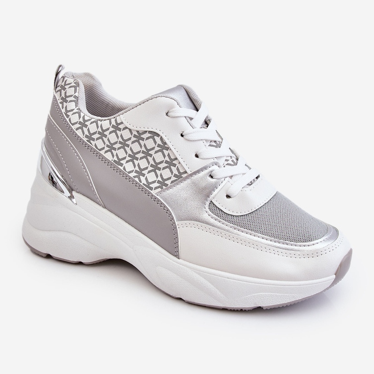 Deportivas Mujer Con Plataforma Blanco Y Gris Ferrina 1