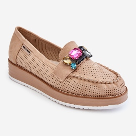 PM1 Mocasines Mujer Plataforma Adornos Beige Adelyn 9