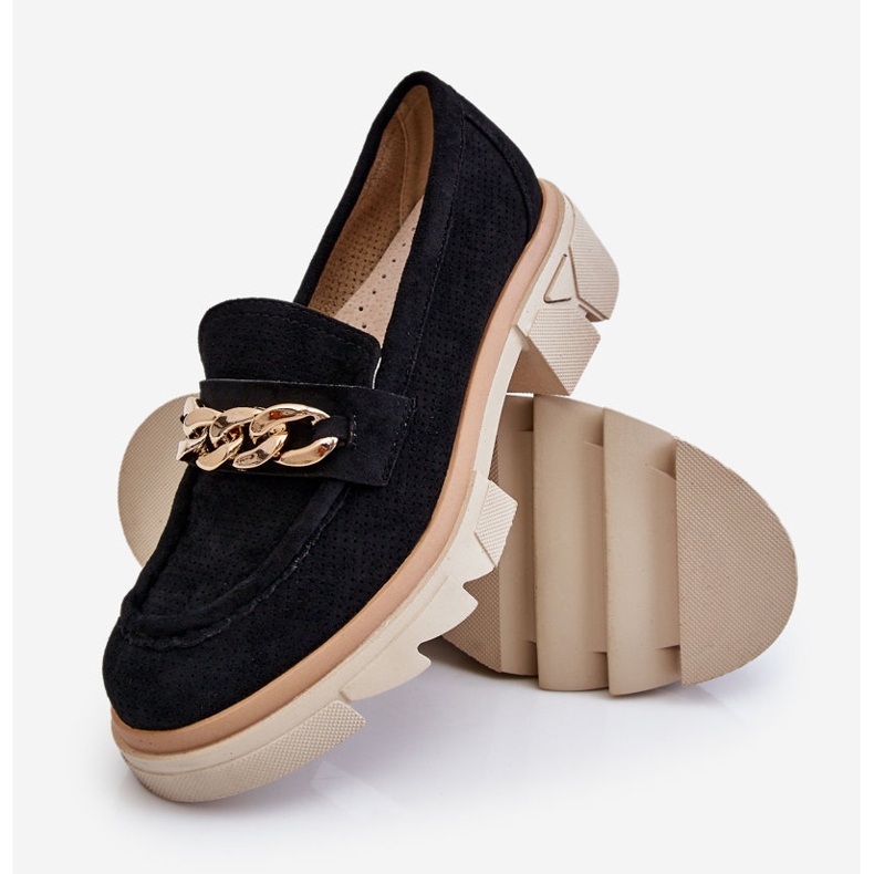 PM1 Mocasines Mujer Mocasines Con Cadena Negro Luella 1