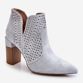 PM1 Botas Tacón Alto Caladas Ante Ante Gris Genevi plata 2