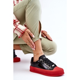 Sneakers Mujer Plataforma Lacada GOE LL2N4021 Negro-Rojo 10