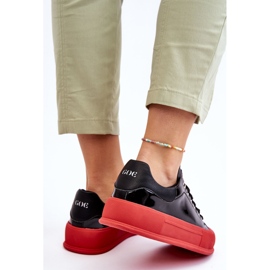 Sneakers Mujer Plataforma Lacada GOE LL2N4021 Negro-Rojo 9