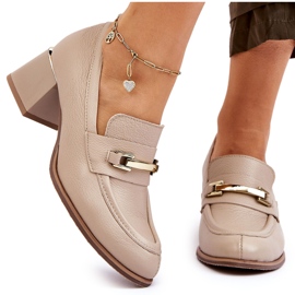 Lemar Cómodos Zapatos De Salón Damira De Piel Beige 8